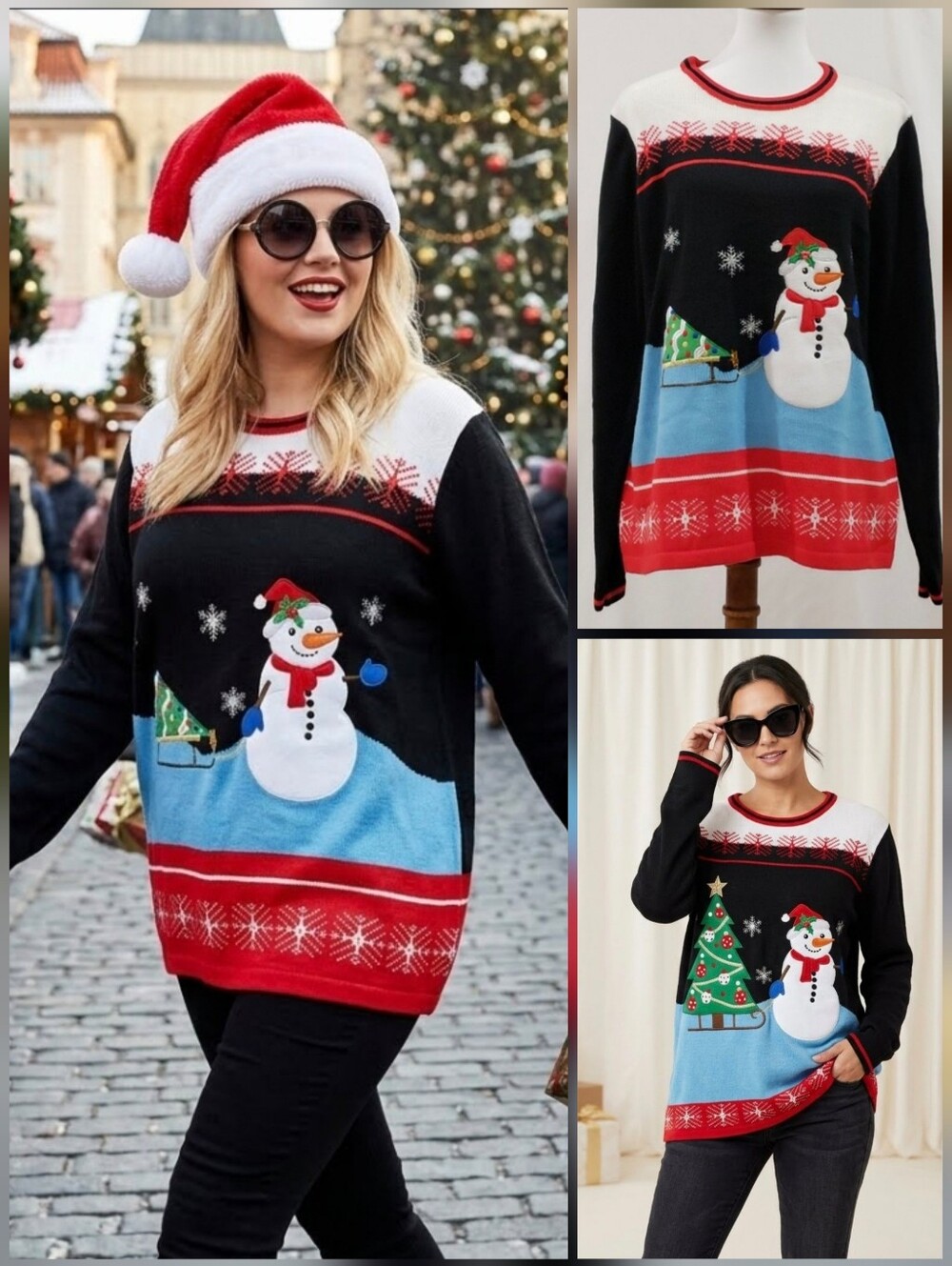❤️Holiday Time Snowman and Christmas Tree Knit Pullover Sweater 🤍XXL